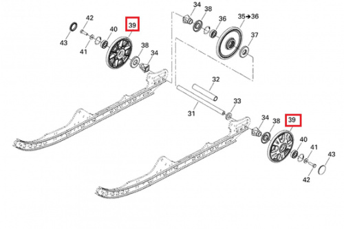 Каток задний натяжной боковой 180x20 мм (черный) 503191742 фото 2 Каток задний натяжной боковой 180x20 мм (черный) 503191742 фото 2