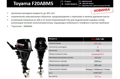 Лодочный мотор Toyama F20ABMS фото 4 Лодочный мотор Toyama F20ABMS фото 4