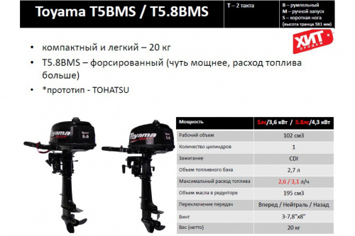 Лодочный мотор Toyama T5.8BMS фото 4 Лодочный мотор Toyama T5.8BMS фото 4