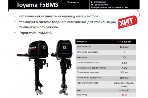 Лодочный мотор Toyama F5BMS фото 5 Лодочный мотор Toyama F5BMS фото 5