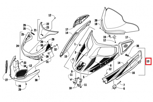 Боковина капота правая Arctic Cat Z1 Боковина капота правая Arctic Cat Z1