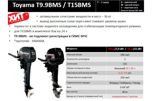 Лодочный мотор Toyama T9.9BMS фото 2 Лодочный мотор Toyama T9.9BMS фото 2